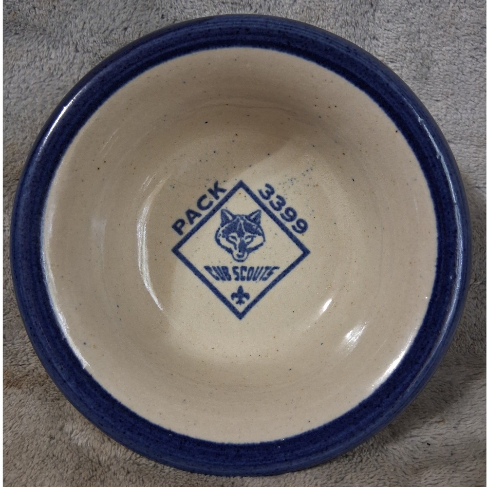 Vintage 1996 Brinker Pots Stoneware Bowl Cub Scout Pack 3399 Signed Pottery